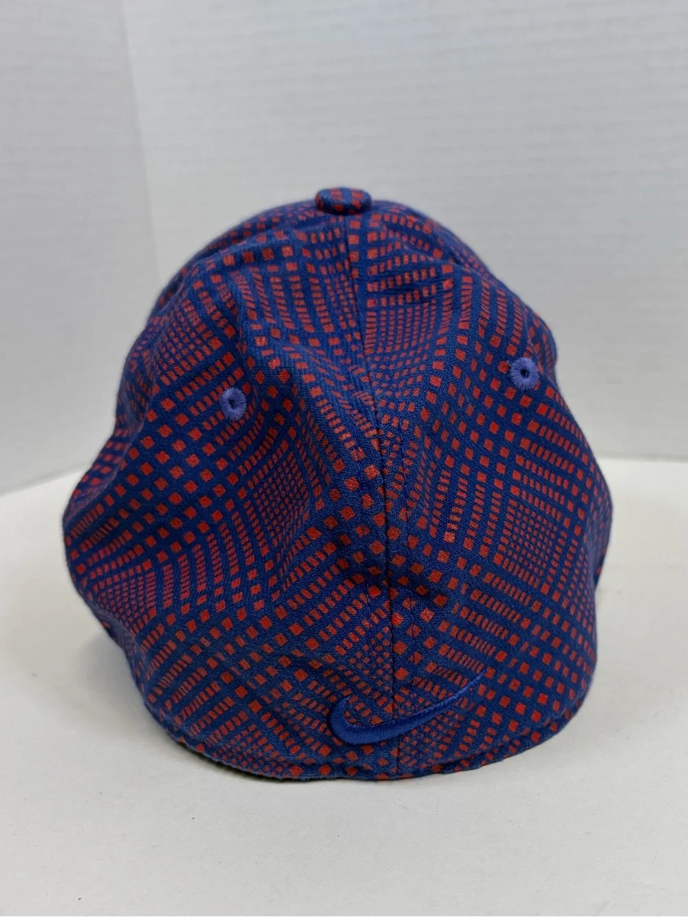 Nike Blue and Red Patterned Baseball Cap with Embroidered Logo